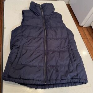 Old Navy Women's Sz M Quilted‎ Puffer Vest Full Zip  Navy Blue Outdoor Snow Ski